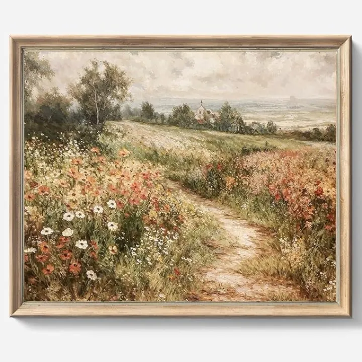 Vintage Wall art, Classical Paintings Poster Prints, Room Decor for Home Office Bedroom Living Room, Bathroom Wall Decor (Wildflower Field)