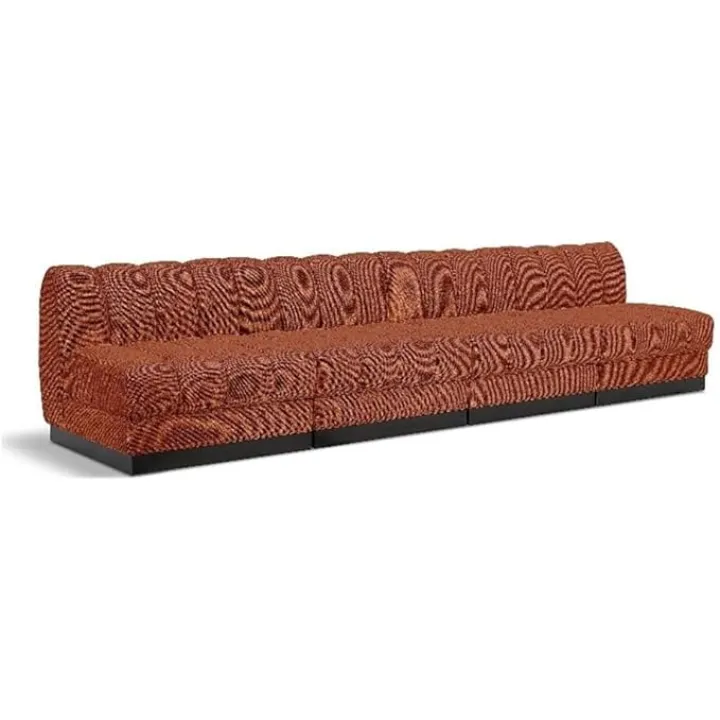 Pemberly Row Modern/Contemporary Cognac Fabric 4pc. Modular Sofa