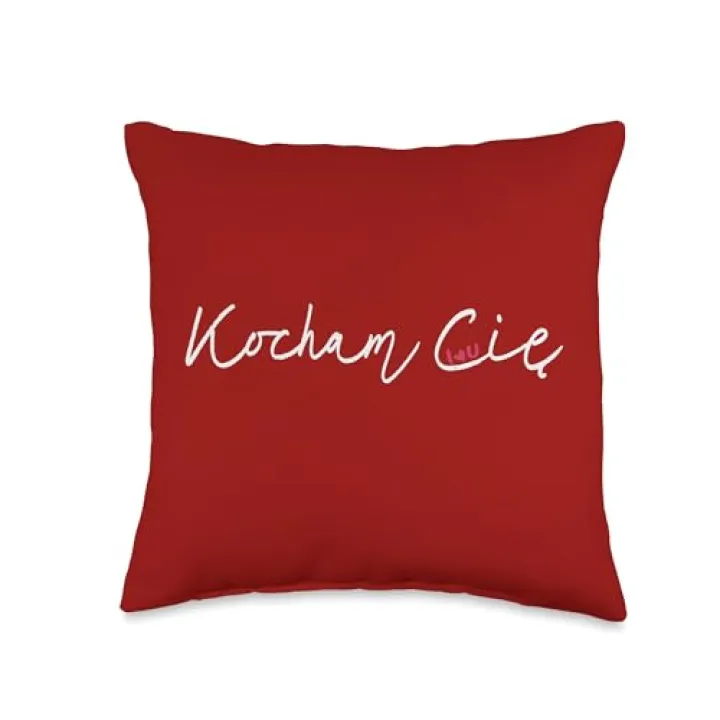 Kocham Cie I Love You Polish Cute Love Heart Throw Pillow