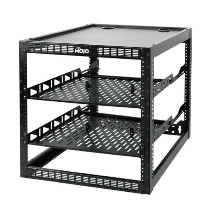 Tecmojo 12U Open Frame Network Rack for IT & AV Gear, AV Rack Floor Standing or Wall Mounted,with 2 PCS 1U Rack Shelves & Mounting Hardware,Network Rack for 19" Networking,Audio and Video Device