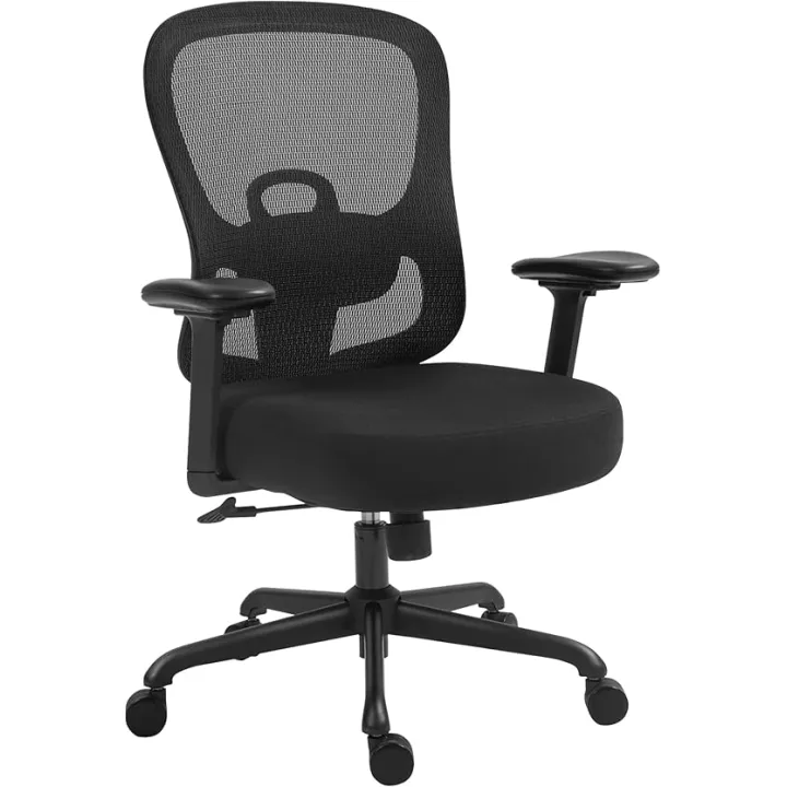 Ergonomic Office Chair,Home Desk Chair with Mesh Back,Adjustable Lumbar Support,Built-in Springs Wide Seat,Executive Task Chair with 3-D Big Armrests,Tilt Function,Computer Desk Chair