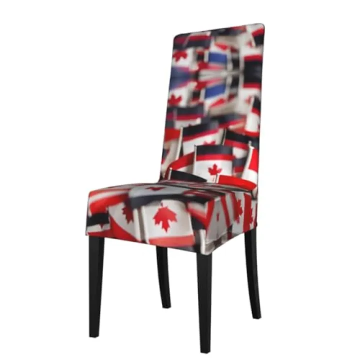 berbo Small Canadian Flags Universal Dining Room Chair Covers – Water-Resistant Protection Covers for Chairs, Perfect for Home & Event Decorations