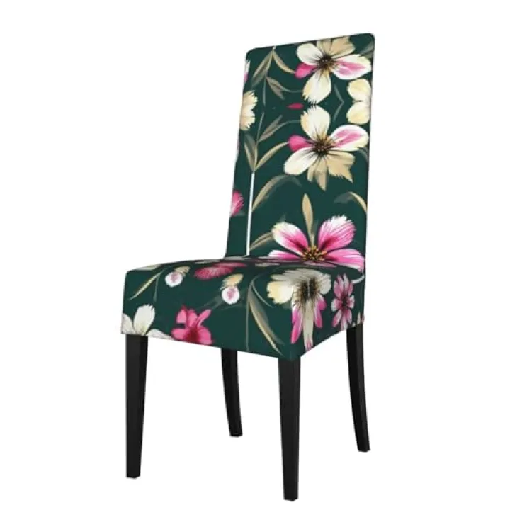 berbo Plants Floral Flowers Universal Dining Room Chair Covers â€“ Water-Resistant Protection Covers for Chairs, Perfect for Home & Event Decorations
