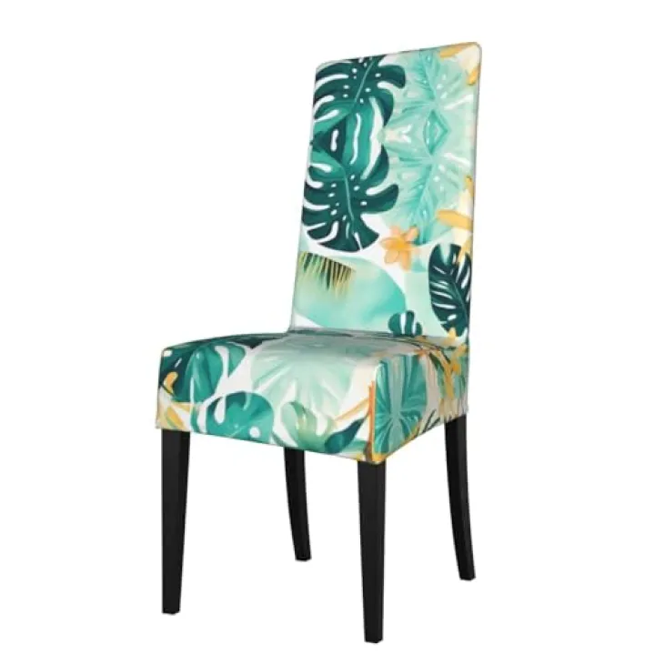 berbo Beach Plantscape Universal Dining Room Chair Covers – Water-Resistant Protection Covers for Chairs, Perfect for Home & Event Decorations