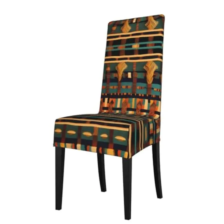 berbo African Classic Weave Universal Dining Room Chair Covers – Water-Resistant Protection Covers for Chairs, Perfect for Home & Event Decorations, Black