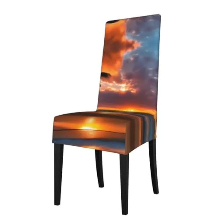berbo Sunset Beach Universal Dining Room Chair Covers – Water-Resistant Protection Covers for Chairs, Perfect for Home & Event Decorations