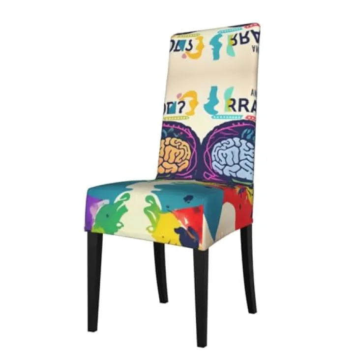 berbo Left and Right Brain Advantage Universal Dining Room Chair Covers – Water-Resistant Protection Covers for Chairs, Perfect for Home & Event Decorations, Black