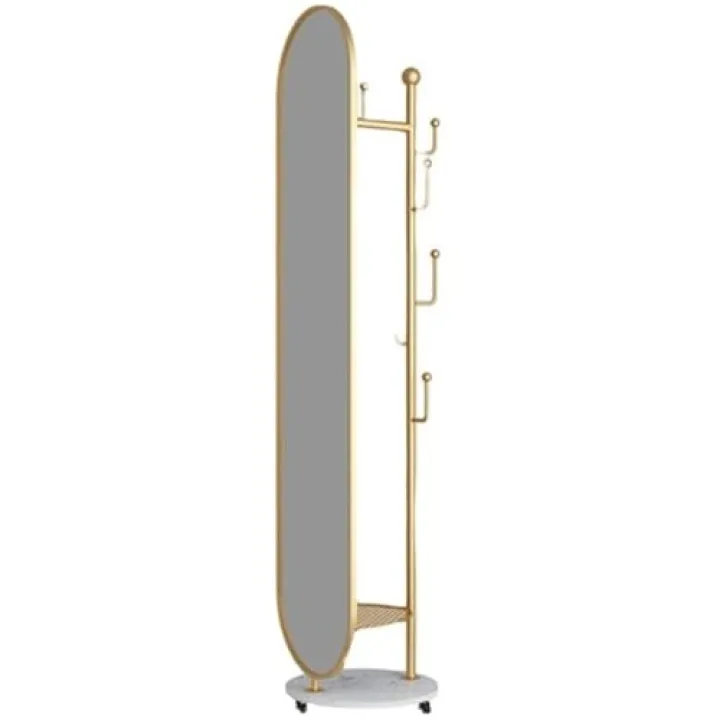 WAOCEO Full Body Mirror Home Bedroom Full-Length Floor-to-Ceiling Mirror Light Luxury Dressing Mirror Hanging Clothes Hanger Integrated Rotating Fitting Mirror Floor Mirror (Color : A)