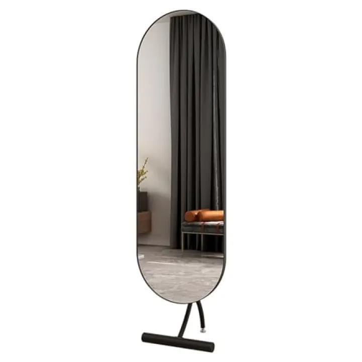 Full Body Mirror Full-length dressing mirror, household floor-standing mirror, full-length mirror, bedroom fitting mirror, floor-standing mirror, full-length mirror Floor Mirror ( Color : Black )