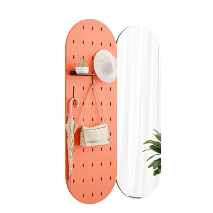 WAOCEO Full Body Mirror Perforated Board Dressing Mirror Entrance Entrance Household Hidden Push-Pull Full-Length Mirror Wall-Mounted Fitting Mirror Floor Mirror (Color : Orange)