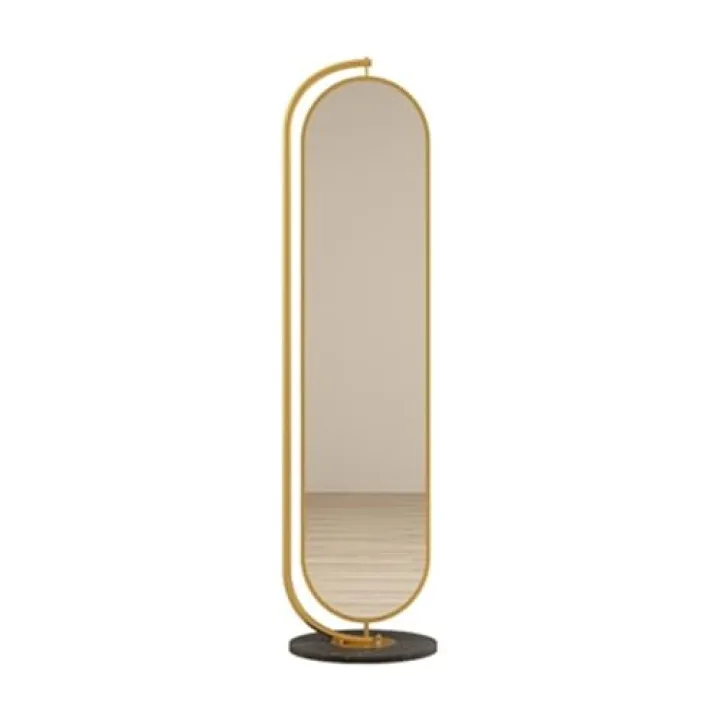 WAOCEO Full Body Mirror Light Luxury Dressing Mirror and Hanger Integrated Full-Body Floor Mirror Home Bedroom Multi-Functional Vertical Rotating Fitting Mirror Floor Mirror (Color : Gold, Size : B)