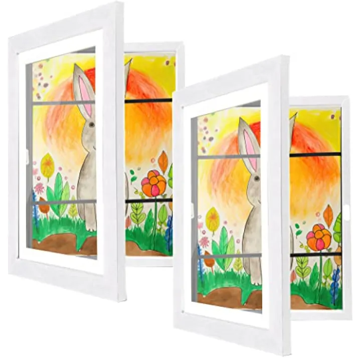 cratth [2-Pack] Kids Artwork Frames Changeable, 8.5 x 11-IN Frames for Kids Artwork, Front Opening Picture Frames, Home Decor, Up to 150 Pcs of Kids Art Frame, Craft Storage, Hanging Wall Decor, Art