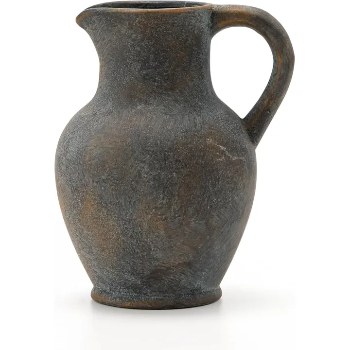 SIDUCAL Ceramic Rustic Farmhouse Vase with Handle, Terracotta Vase, Minimalist Decorative Vases for Home Decor, Table, Wedding,Living Room, Shelf, Decoration(BD)