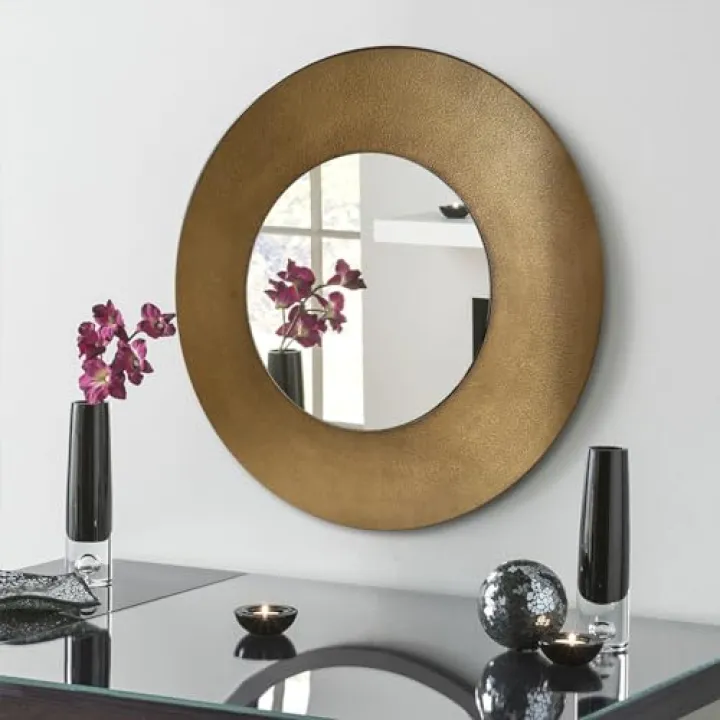 ietat 27 Inch Round Wall Vanity Mirror, Vintage Bronze Mirror Metal Frame, Anti-Rust Wall Mounted Mirror Home Decorative for Living Room, Bedroom, Bathroom, Restroom, Farmhouse