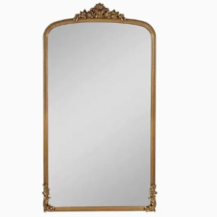 ESRADA Ornate Carved Floor Standing Full-Length Dressing Mirror - Vintage European Style | Enhance Home Decor with Elegant Wall Mounted Decorative Mirror - American Retro D gold-90 * 180cm