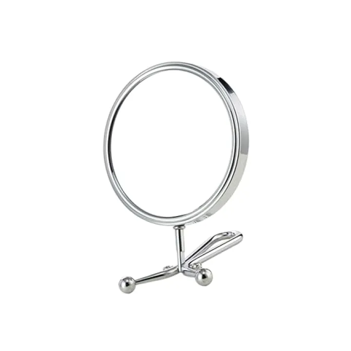 Angoily Mini Foldable Makeup Mirror Dual-Sided Vanity Mirror Magnification for Women Portable Desktop for -ups Silver Finish