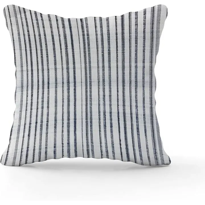 Blue French Ticking Stripes Cushion Cases Feather Ticking Pattern Pillow Covers 20x20 INRetro Accent Decorative Cushion Covers Home Decor for Patio Couch Bench