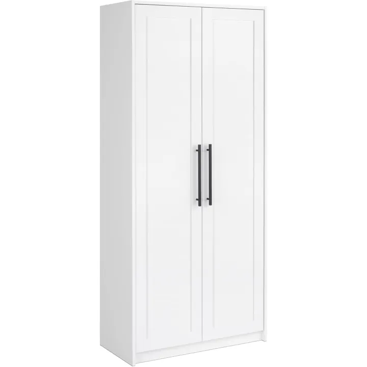 Prepac Elite Premium Home Storage Cabinet with Doors and Shelves, White Storage Cabinet with 5 Shelves for Kitchen, Bathroom 16" D x 32" W x 72" H