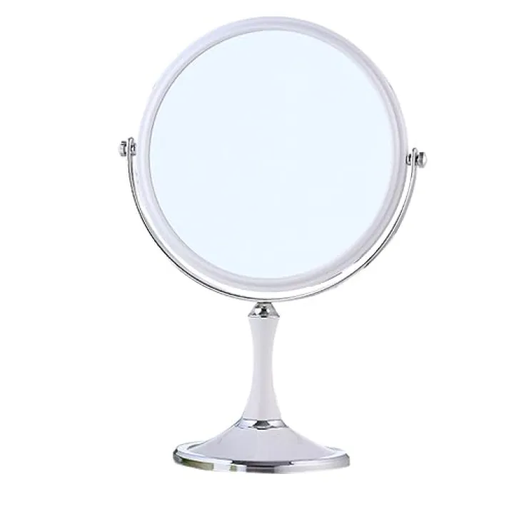 POPETPOP 8-inch Double-Sided Magnifying Glass Large Table Top Mirror Makeup Vanity Led Lighted Rotating Base