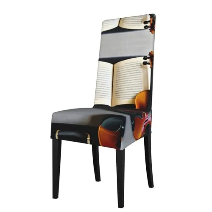 GaxfjRu Violin and Book Cover for Chairs Dining Room - Stretchable Seat Covers Perfect for Square Back Chairs - for Dining Room and Kitchen Use