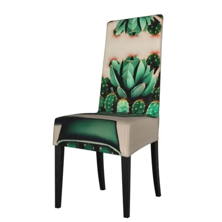 GaxfjRu Cactus Art Cover for Chairs Dining Room - Stretchable Seat Covers Perfect for Square Back Chairs - for Dining Room and Kitchen Use