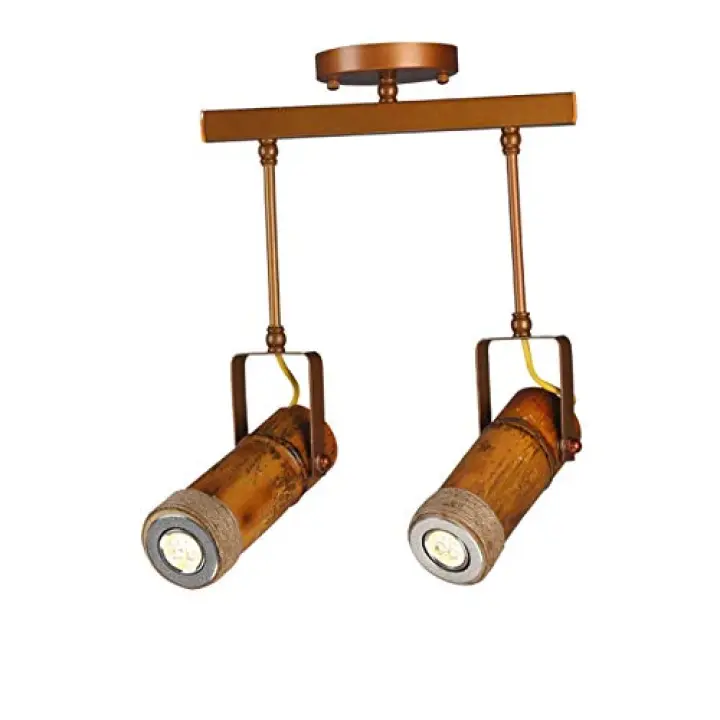 UNbit Creative Rotated Led Spotlight Lamp Retro Bamboo Tube Iron Droplight Ceiling Lights Decoration Lighting Hanging Light Chandeliers Vintage Restaurant Aisle Suspension Lantern Durable (C/4Light/4