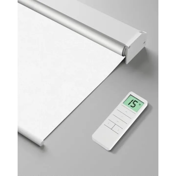 Tokblind Motorized Roller Shade with Remote Control, Blackout Electric Shade for Windows Compatible with Alexa Google via Hub, Rechargeable Smart Window Blind Customized Size (Pure White)