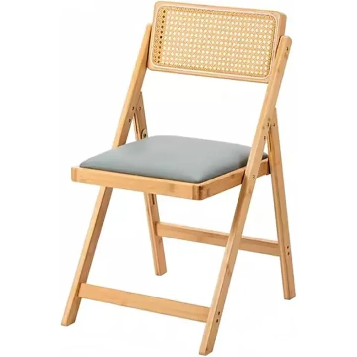 MEHWSUR Wood Folding Chairs,Foldable Chairs Indoor Stackable Chairs Wooden Dining Chairs for Kitchen & Dining Room Chair,Armless Woven Back Accent Chairs (Color : Style-2)