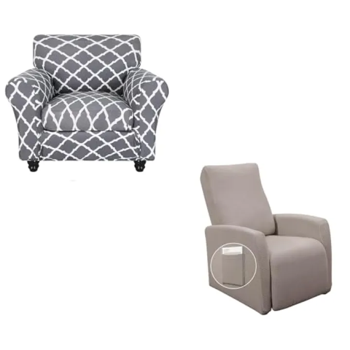 SearchI Stretch Sofa Cover Printed Couch Covers Bundle Recliner Chair Cover Jacquard Chair Covers 4 Piece