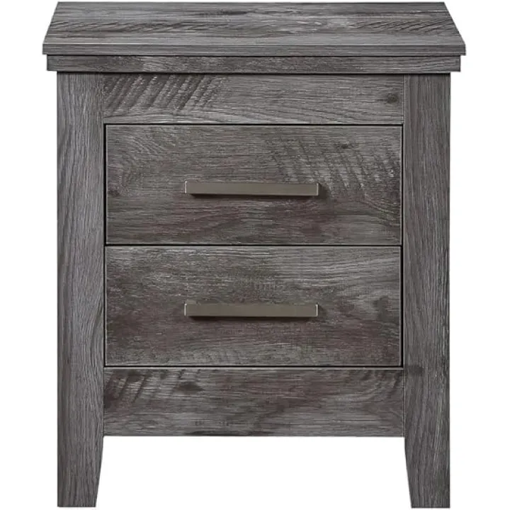 Nightstand, Rustic Gray Bedside Cabinet Bedside Table with Drawers Night Table Home Furniture