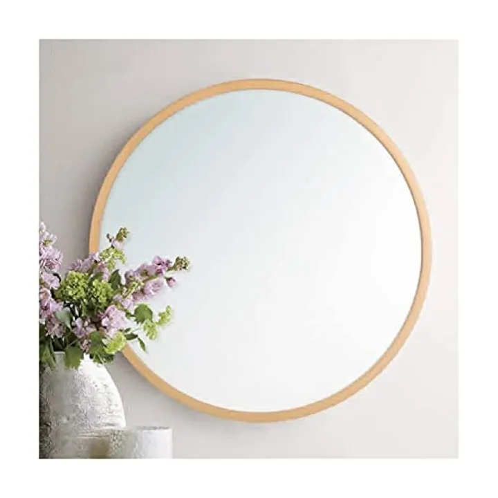 Mirror Wall Decor Wall Mirror Round Bathroom Mirror Circle Wall-Mounted Farmhouse Mirrors for Makeup Vanity Mirror Living Room Entryway Bedroom Decor Gold Bathroom Wall Mirror (Size : 70CM)