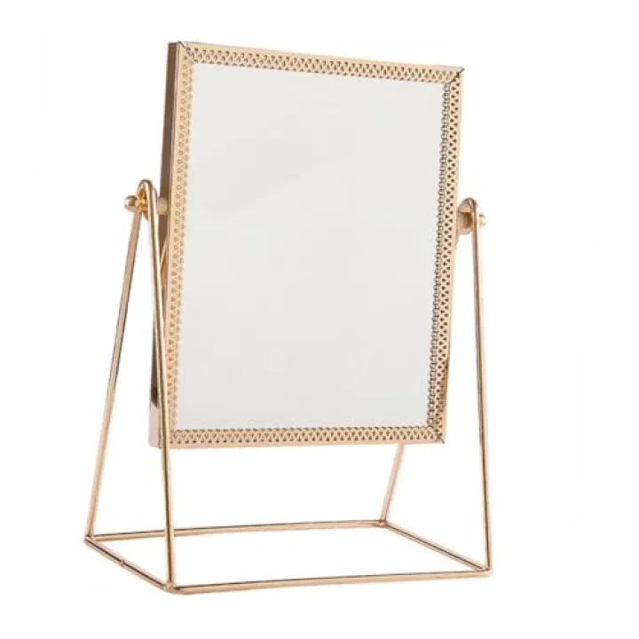 Beatifufu 1pc Square Flower Lace Desktop Makeup Mirror Stylish Cosmetic Mirror for Home Use Random for Beauty Routine and