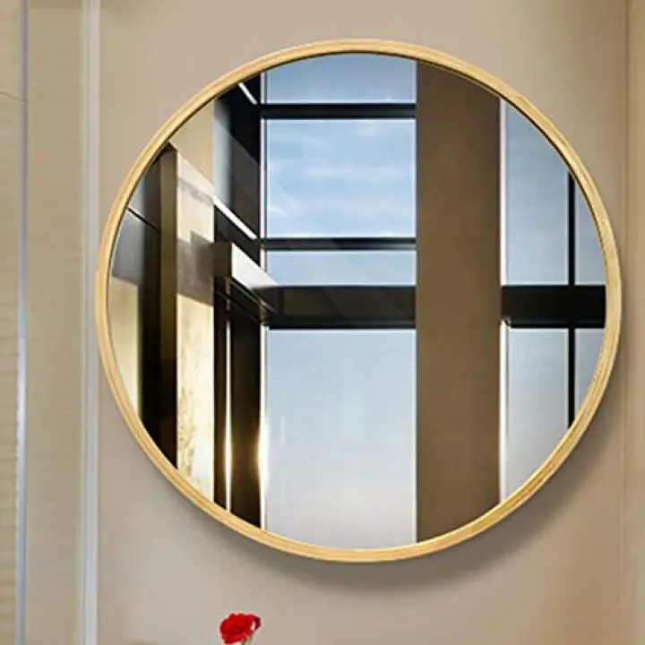 Wall-Mounted Retro Large Round 50CM Metal Mirrors Bathroom with Rope Hanging Bedroom Home Decor (70cm)