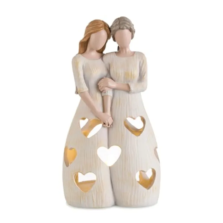Candeldo Mothers Gifts for Mom Birthday: Unique Candle Holder Sentimental Gift Ideas from Daughter Tealight Holders Decor Mother Daughter Figurines Meaningful Home Decoration
