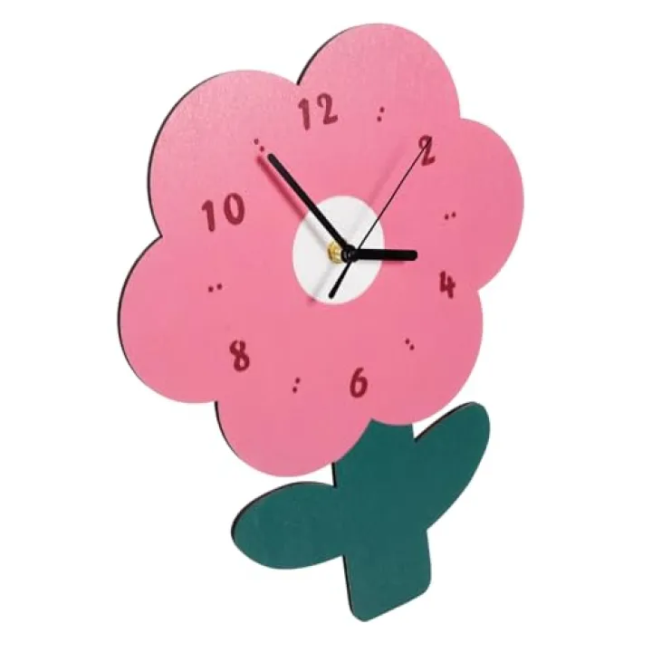 IMIKEYA Flower Wall Clock Silent Non-Ticking Design for Home Office Decorative Mute Clock for Bedroom and Living Room Cartoon Battery Operated