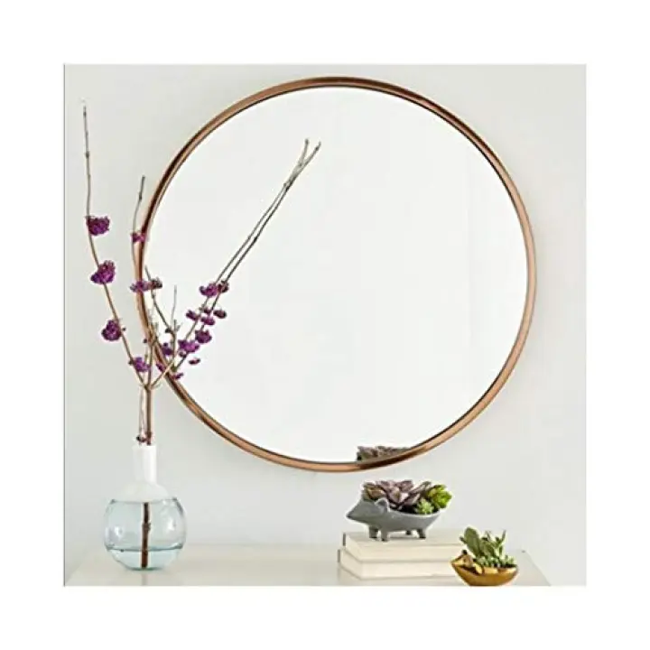 Retro Simple Metal Round Bathroom Mirror Wall Mounted Home Bedroom Mirror Dressing Table Decoration Makeup Mirror (Color : Black Size : 70cm)