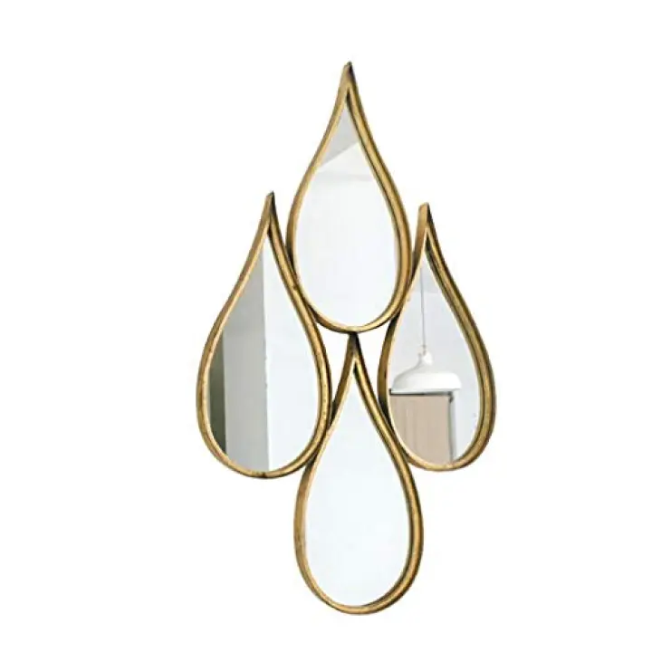 American Wrought Iron Mirror European Bathroom Wall-Mounted Hanging Mirror Drop-Shaped Creative Industrial Wind Decorative Mirror