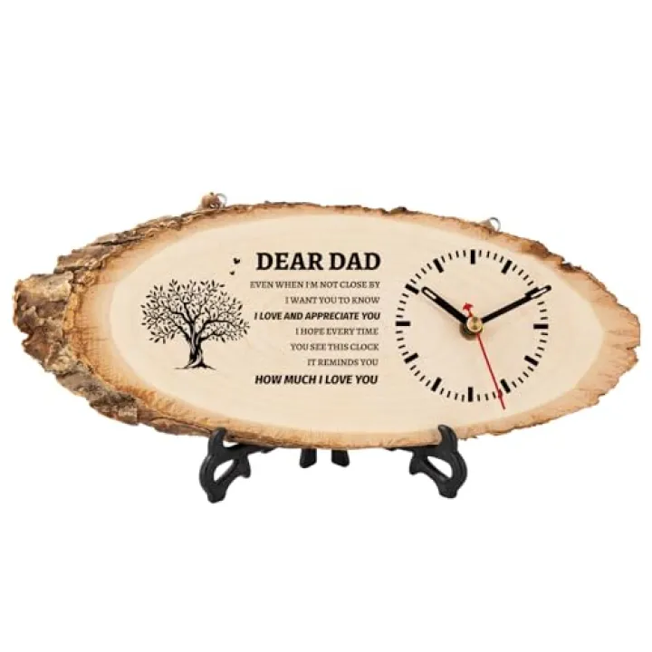 BeauGift Dad Gifts, Wooden Clock Gifts for Dad from Daughter Son Kids, Daddy Birthday Gift Idea for Papa Father Who Wants Nothing, Fathers Day Present from Child to My Dad