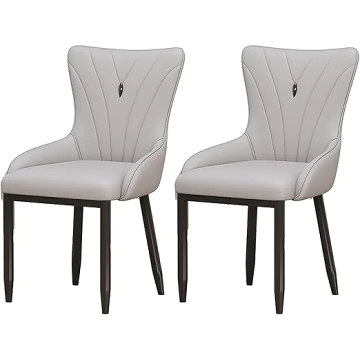 Modern Restaurant Dining Chairs 2 Set,Hotel Manicure Makeup Chairs Cafe Hamburg Restaurant Dining Chair Backrest Chair Kitchen Chair (Color : Light Gray, Size : 88x42x43CM)