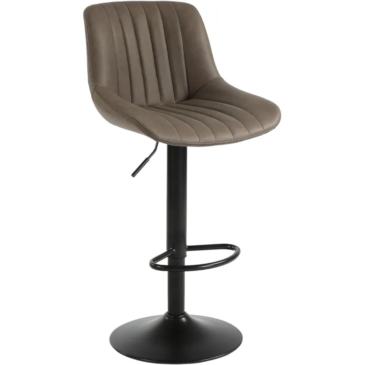 Bar Stool Set of 1, Adjustable PU Leather Bar Chairs, Swivel Counter Height Barstools with Back, Modern Armless Kitchen Island Stool, Brown