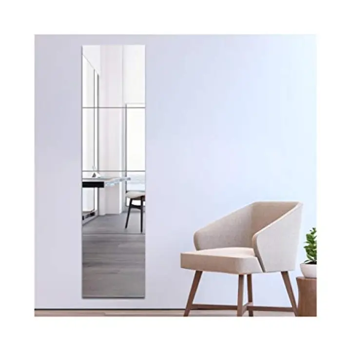 Frameless Free Standing Full Length Floor Standing Dressing Mirror Adjustable Bedroom Furniture Floor Set of 4 11.8in×11.8in