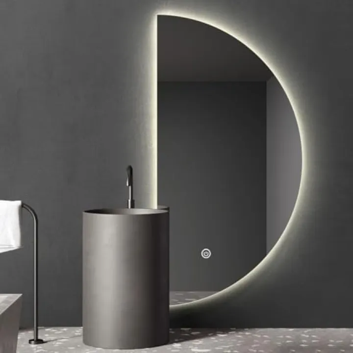 Smart bathroom mirror with light led semi-circular mirror wall-mounted toilet mirror dressing table makeup mirror wall-mounted round mirrorSuitable for bathroom, living room, bedroom, entrance hall, c