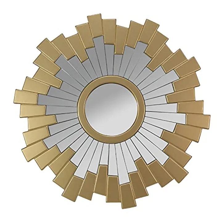 Wall Hanging Decoration Mirror with HD Silver Mirror Sunburst Round Wall Mirror Vanity Mirror for Bedroom Living Room Entryway (Gold)