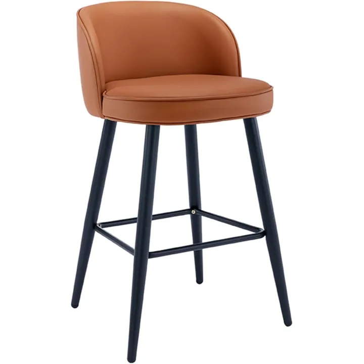 Upholstered PU Leather Bar Chair, Counter Height Bar Stools, Modern Kitchen Island Barstools with Metal Legs & Back for Dining Room Kitchen Counter Pub (Color : Blue, Size : 65cm) (Brown 55cm)