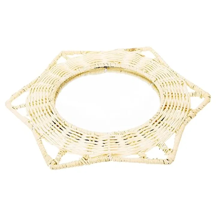 Beatifufu Rattan Woven Makeup Mirror Elegant Wall-Mounted Hairdressing Mirror for Home Decor Compact Round Design Multi-Functional Decorative Wall Accent Friends and Family