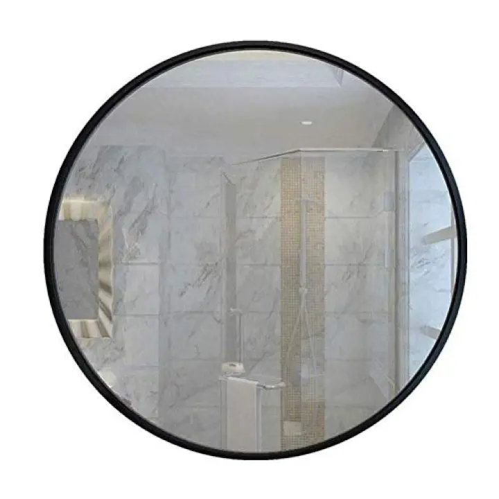 Mirrors Round Mirror Black Frame Wall Circular Wall Mounted Vanity Mirrors Iron Framed Bathroom Mirror for Living Room Dresser Home Bedroom Décor D 70Cm (D 70Cm)