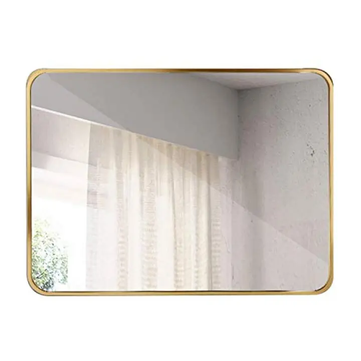 Mirrors Long Wall Mirrors for Bedroom Rectangle Bathroom Wall-Mounted Aluminum Alloy Thin Frame Makeup Mirror for Home Washrooms Entryways Living Room Decor Black 60X80Cm (Golden 60X80Cm)