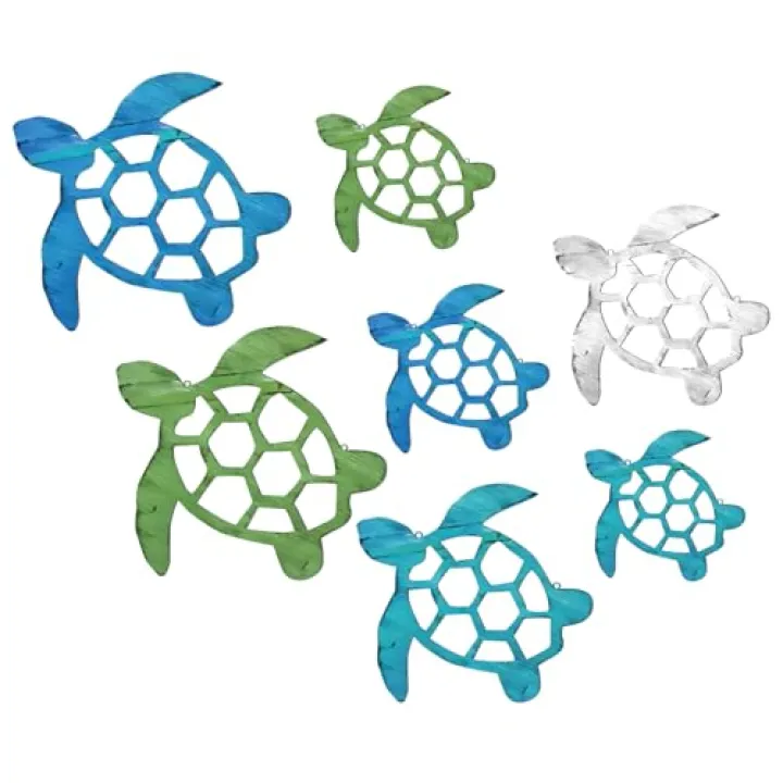 CroBlissful 7 Pcs Metal Sea Turtle Wall Art Decor Beach Theme Decor Ocean Beach Wall Hanging Coastal Turtle Decor for Indoor Outdoor Bathroom Beach Garden Pool Home Living Room