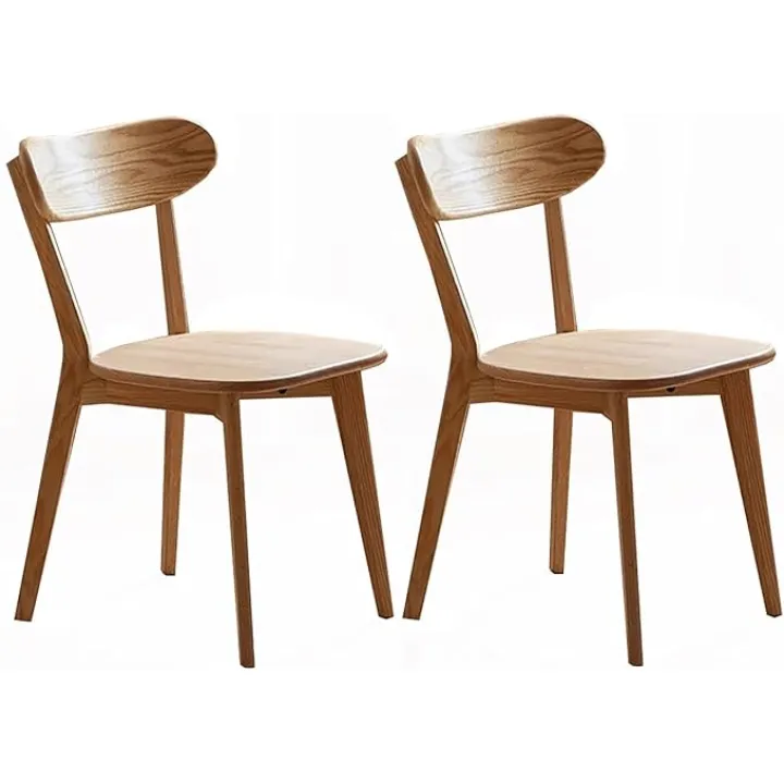 100% Solid Oak Wood Dining Chairs Set of 2,Farmhouse Style Kitchen Chairs/Study Chair, for Living Room,Dining Room Bedroom Log Color (Color : A)