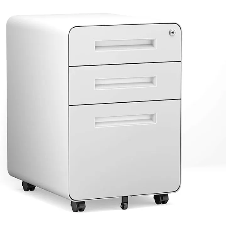 MIIIKO White 2 Drawer File Cabinet, Vertical Filing Cabinet with Lock, Home Office Storage Cabinet for Letter Legal A4 File Size